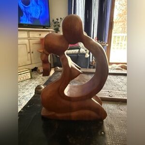 Abstract Brown Wooden Sculpture